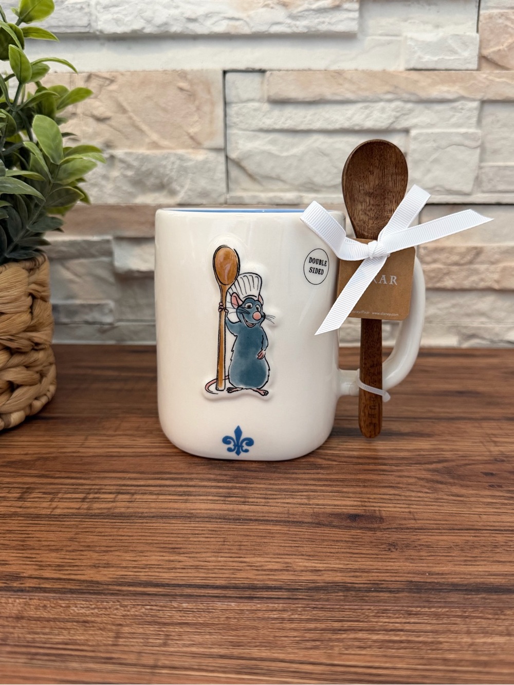 🆕 Rae Dunn | Remy "OUI, CHEF" Ceramic Mug with Wooden Spoon!